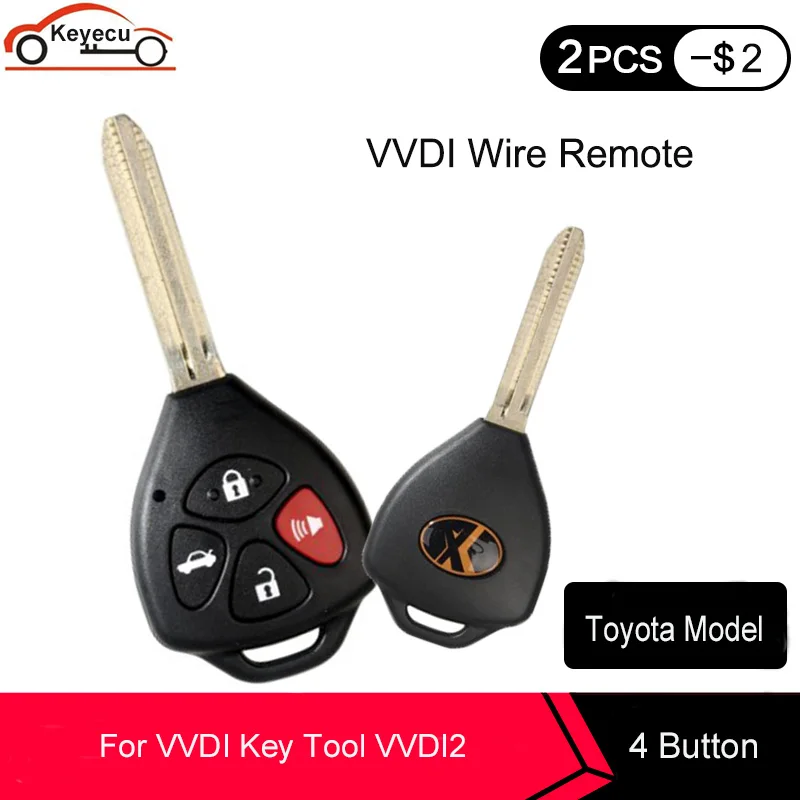 

KEYECU 5 PCS/LOT XHORSE English Version VVDI Universal Remote Key Wired 4 Button for VVDI Key Tool VVDI2 for Toyota Models