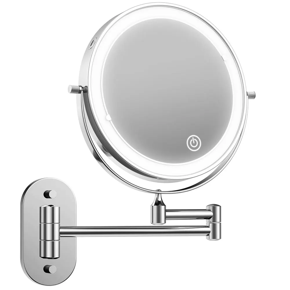 

Зеркало косметическое настенное регулируемое с 10-кратным увеличением и светодиодной подсветкой