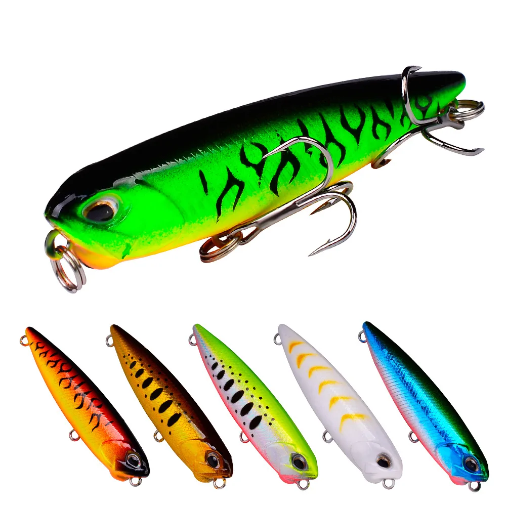 

5.5g 6.5cm Minnow Popper Fishing Lure Topwater Artificial Fishing Bait Crankbait Wobblers 8# Treble Hook Fishing Lures