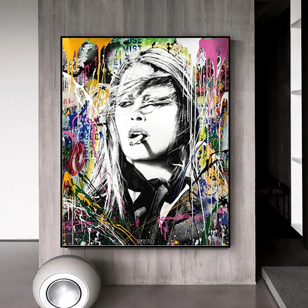 

Brigitte Bardot Poster and Prints Abstract Art Graffiti Canvas Painting on Wall Art Picture Home Decor Cuadros For Living Room