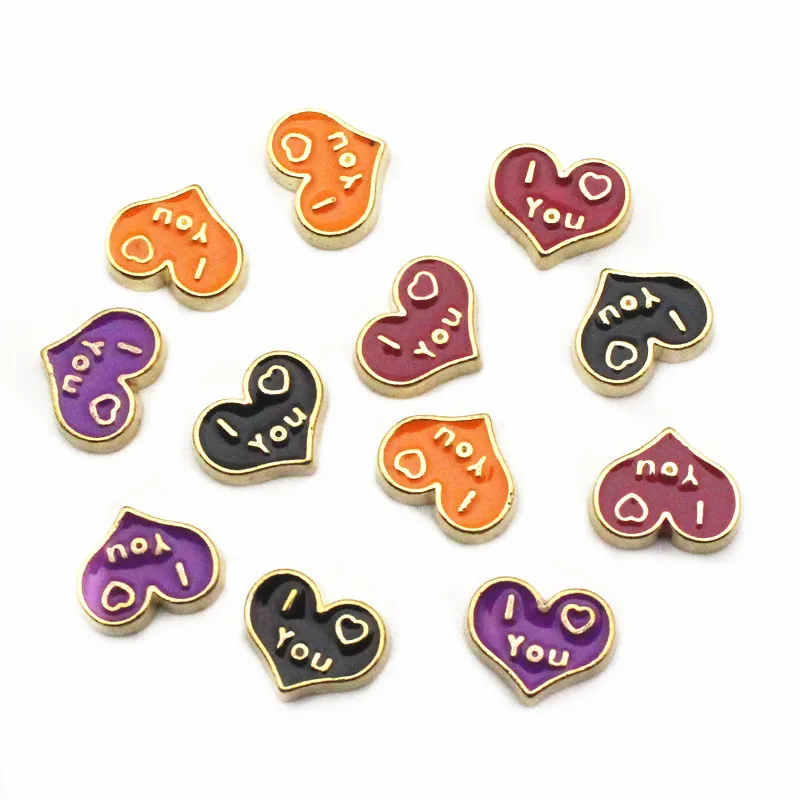 

Микс 10 шт./лот золотые подвески в форме сердца l love you Плавающие Подвески для подвесок с памятью подвески-медальоны DIY ювелирные изделия