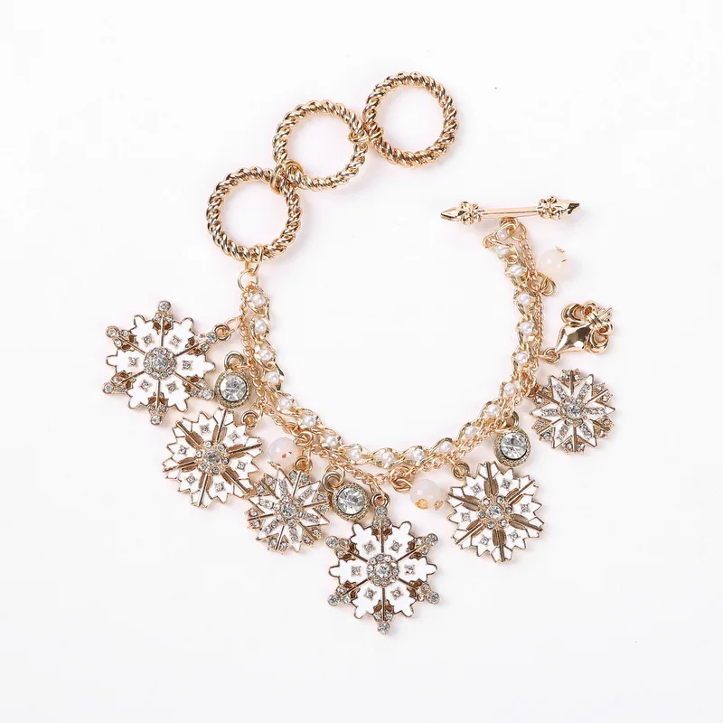 

Snow Flower Bracelets for Women Crystal Zircon Flower Bracelets Female Wedding Engagement Jewelry