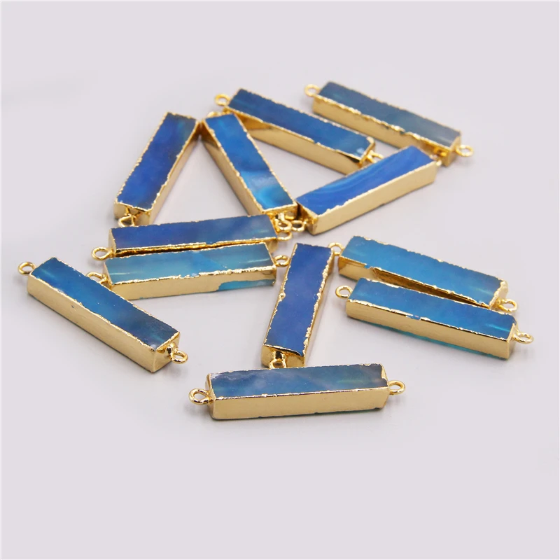 2 шт. натуральный отверстия синий Агат подвеска соединитель кварц Друза