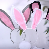 rabbit ears headband three piece plush rabbit ears pink and gray cute girl cute maid cos props dress up