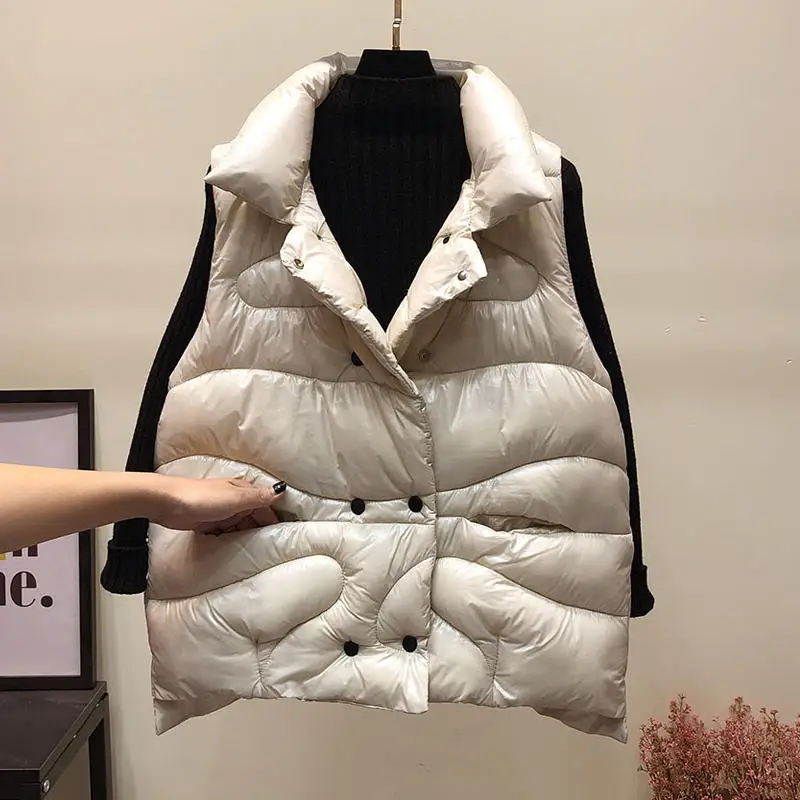 1 Vest Новая осенняя и зимняя женская пуховая хлопковая жилетка, без рукавов теплый утепленный жилет женская верхняя одежда Свободный жилет пальто для женщин Q1843 - Цвет: 1 Vest
