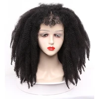 synthetic middle long part lace wigs afro kinky curly soft fluffy wigs for black women african yaki deep wave cosplay hair wig