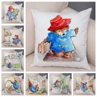 soft plush united kingdom cartoon bear cushion cover for sofa children room decor cute animal pillowcase 45x45cm pillow case