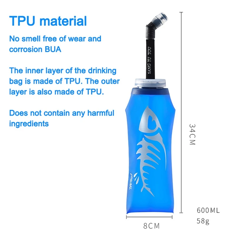 

Foldable TPU Environmental Protection Water Bag Outdoor Sports Water Bag Valve Straw Water Bag