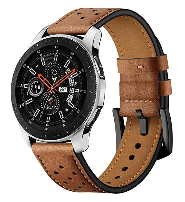 20/22 мм ремешок из натуральной кожи для Samsung Gear S3 Frontier Classic Galaxy Watch 46 часов Huami Amazfit