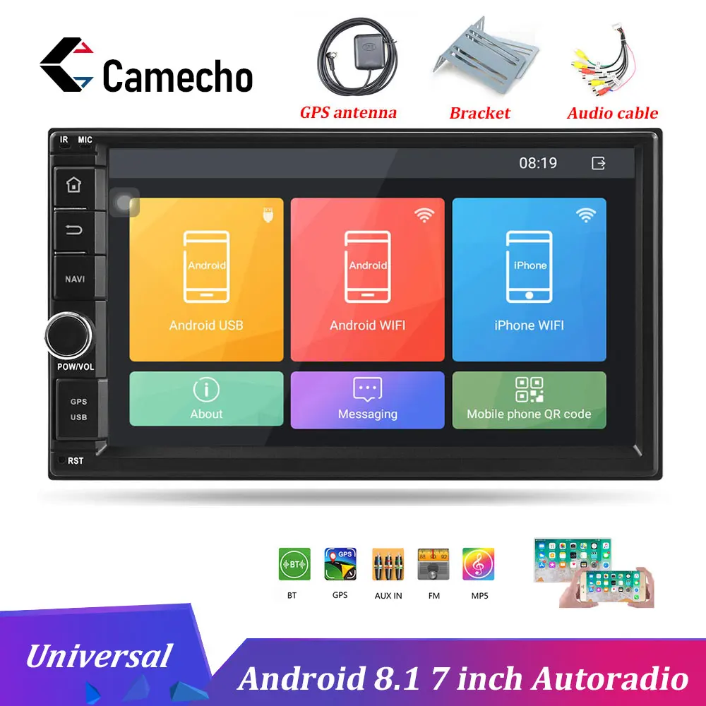 Camecho Android 8 1 Автомобильный мультимедийный плеер 2Din 7 ''HD автомобильное радио