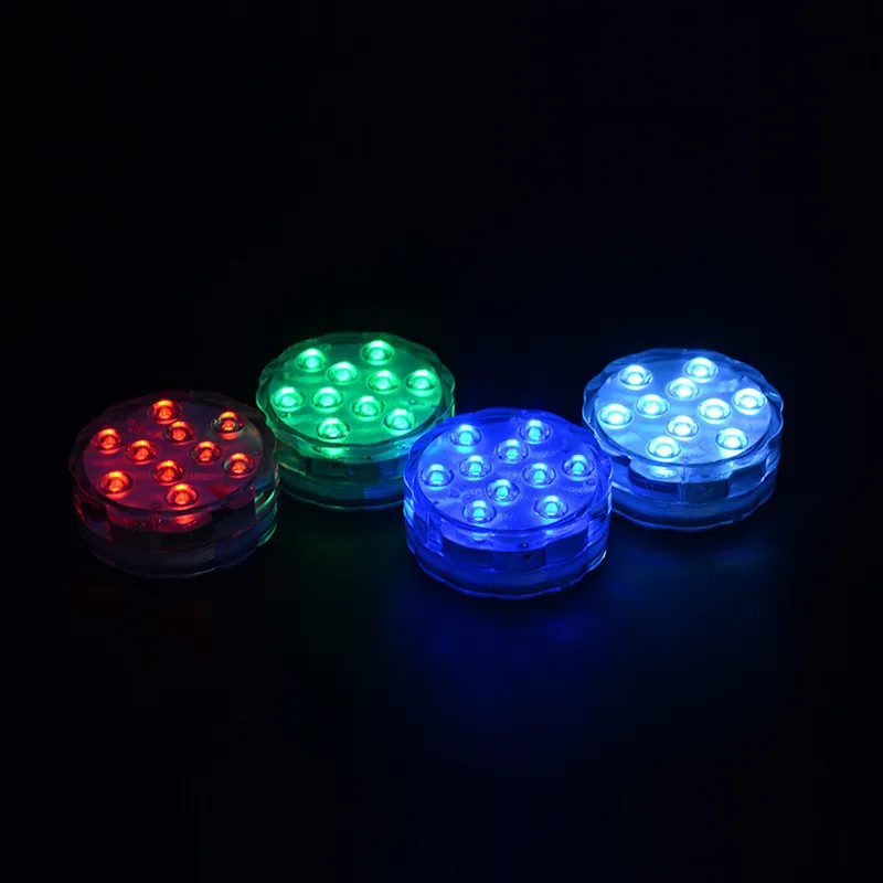 

Battery Operated 10leds RGB Led Submersible Light Underwater Night Lamp Garden Swimming Pool Light for Wedding Party Vase Bowl.