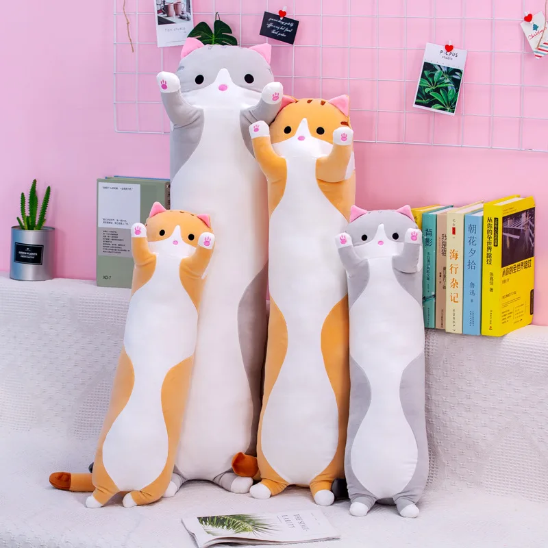 

2021ins long cat pillow plush toy cat doll sleeping doll semi-finished leather shell melody plush