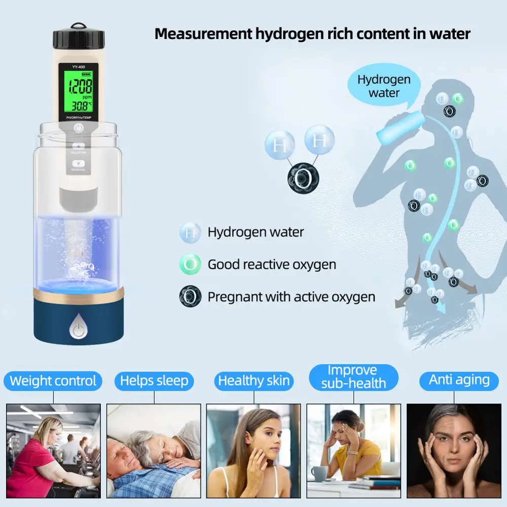 Yieryi-medidor Digital de hidrógeno disuelto H2, medidor de pH Orp portátil para agua de goteo