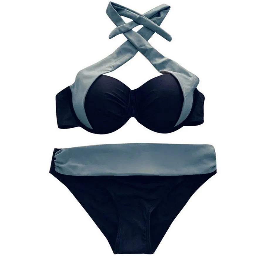 Женский купальник бюстгальтер с вкладышами пуш ап Бандо низкой талией бикини