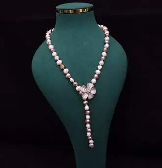 

Подлинное ожерелье с пресноводным жемчугом 7-8 мм, разноцветное ожерелье с подвеской, аксессуары с застежкой, ювелирные изделия с кристаллам...