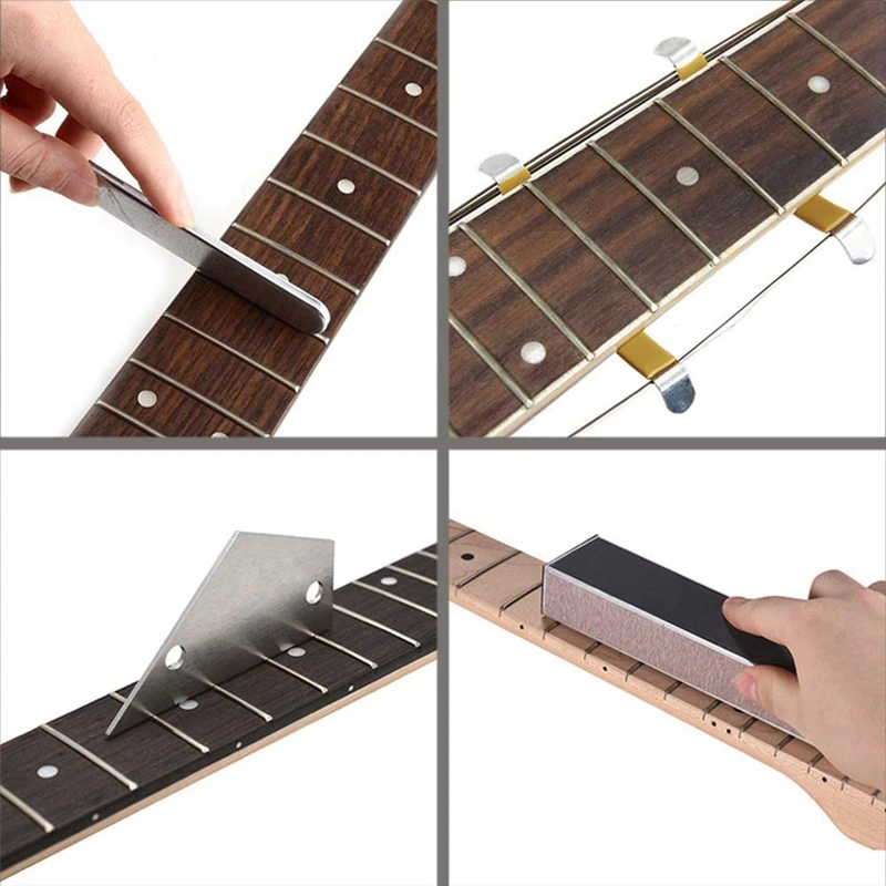 

Guitar Fingerboard Luthier Tool,Guitar Fret Crowning File, Fret Leveling Beam Sanding Leveler Beam and String Spreaders