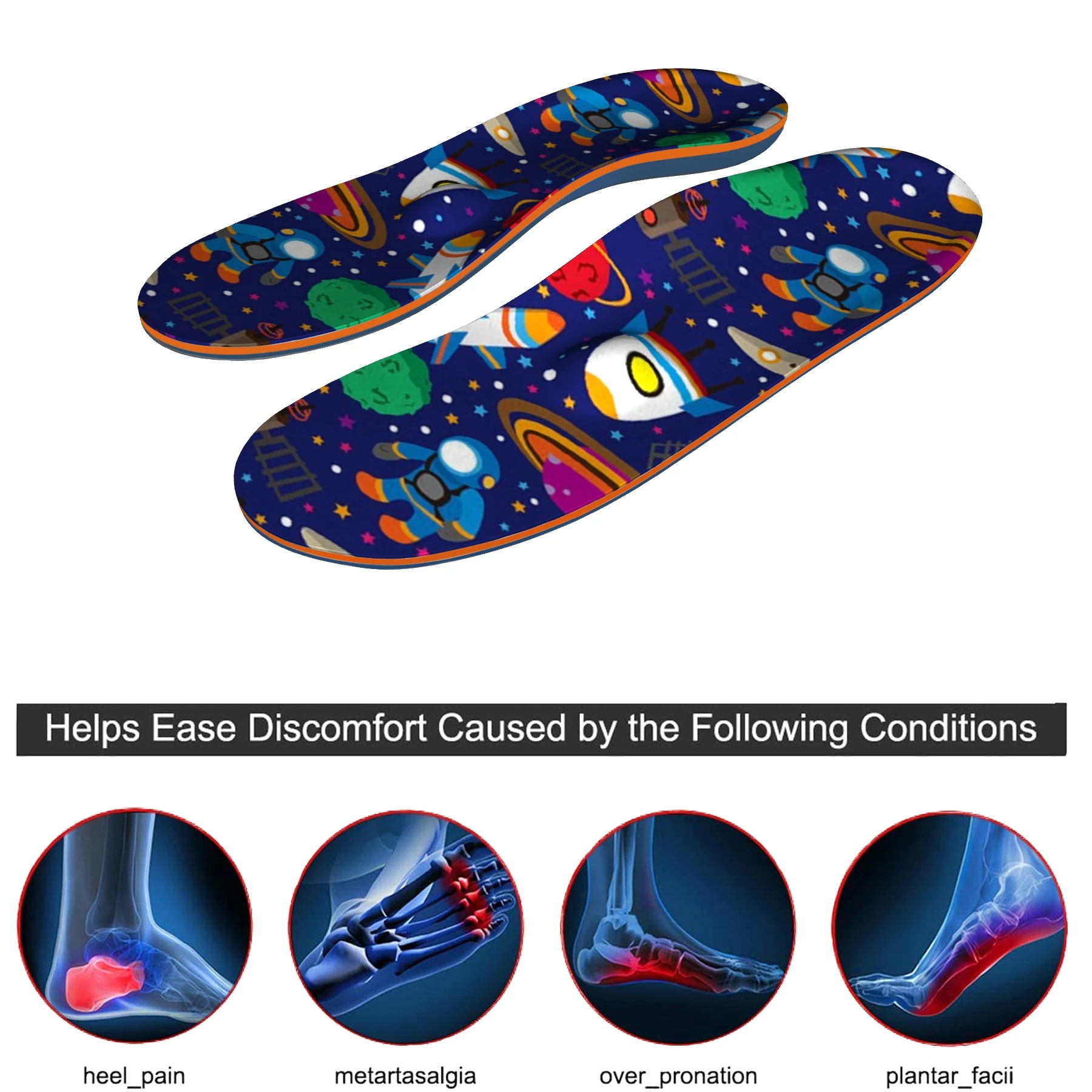 Anime Space-themed Running Shock Absorption Orthopedic Arch Support Insole for Relieve Forefoot Pain,Plantar Fasciitis，Heel Pain