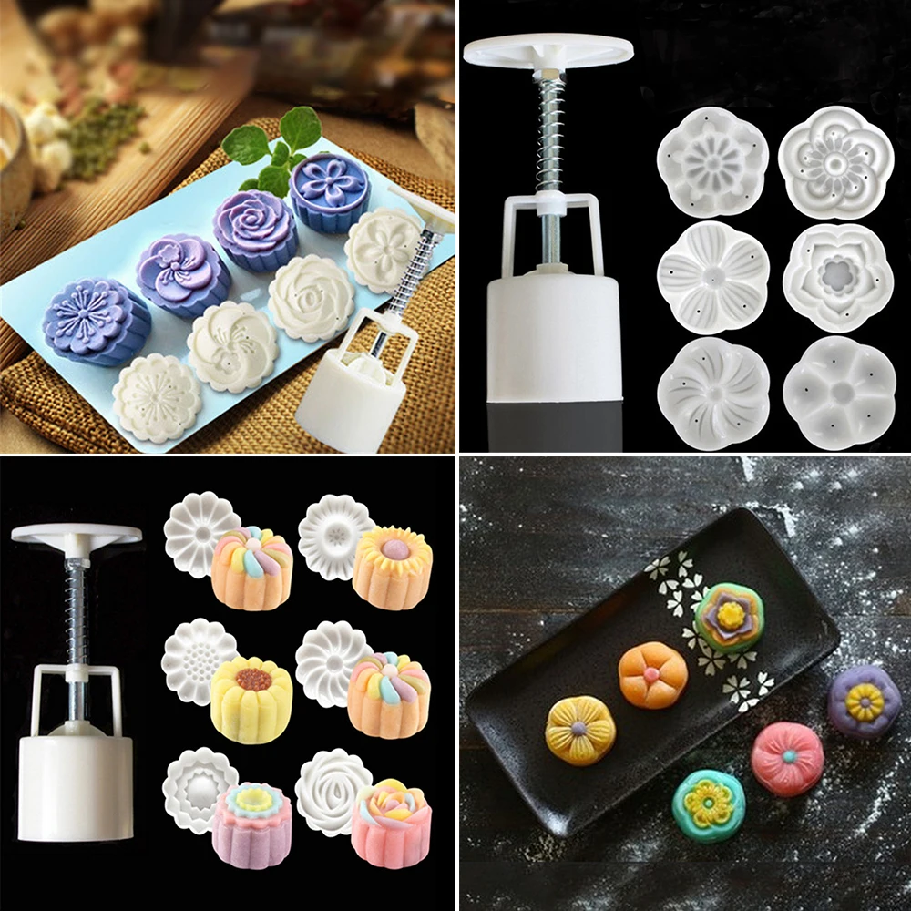 Flower Round Pastry Moon Cake Mold Mould Cookies Mooncake Decor Square Baking DIY Biscuit Gadg | Дом и сад