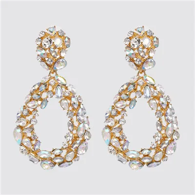 JURAN ZA, новая мода, геометрические висячие серьги с кристаллами,, Boho, ручной работы, висячие серьги для женщин, ювелирное изделие, подарок - Окраска металла: 51400-AB