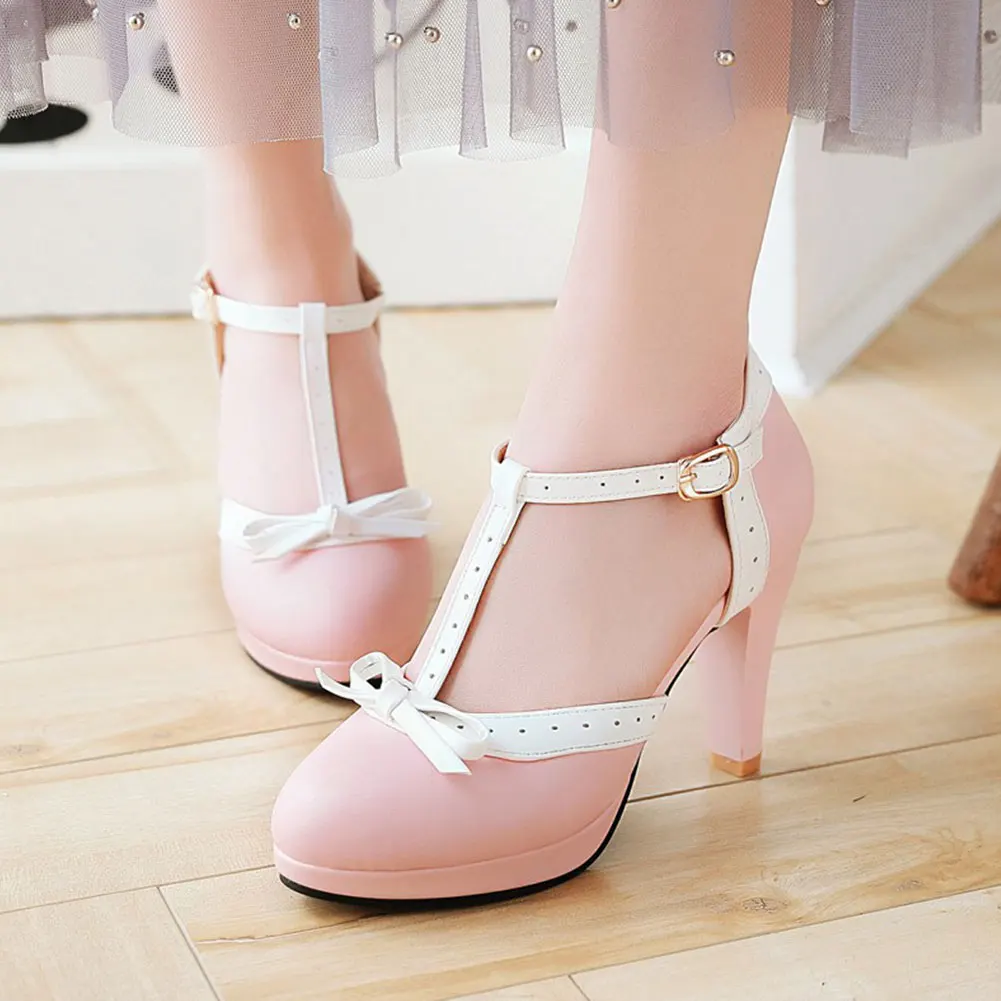 

Karinluna Lady Shoes High Quality 2021 On Sale Ankle Straps Cute butterfly-knot Spike Heels Mixed Color Women Shoes