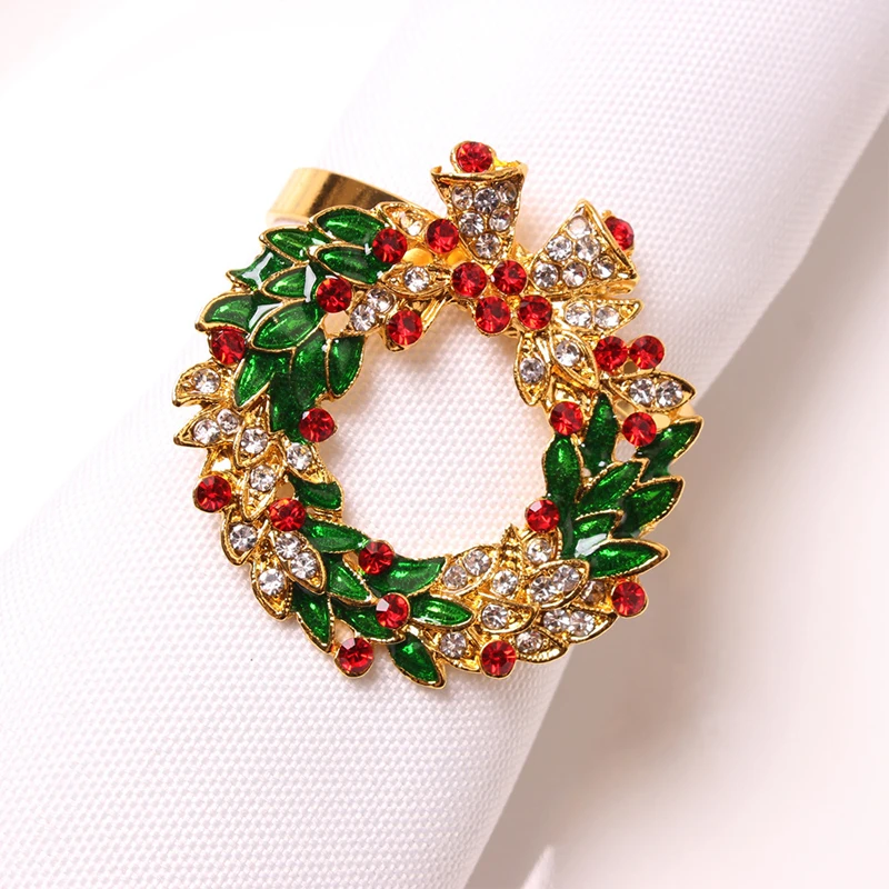 

19 Styles Christmas Tree Santa Claus Snowman Elk Napkin Wreath Rings Metal Wedding Banquet Hotel Home Table Decoration