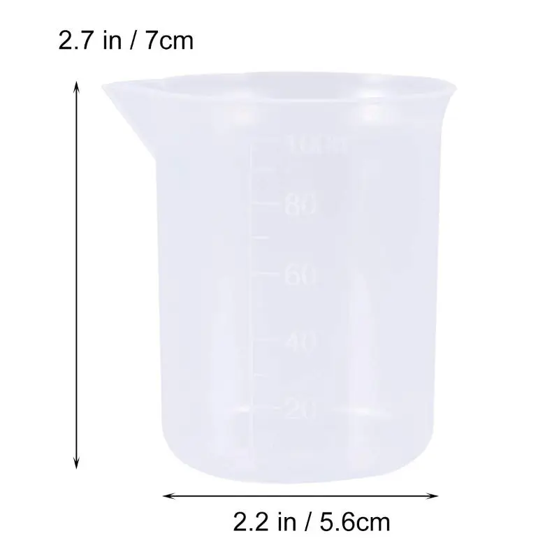 

5 Sizes Plastic Beakers Measuring Cups Set Graduated Transfer Pipettes l29k