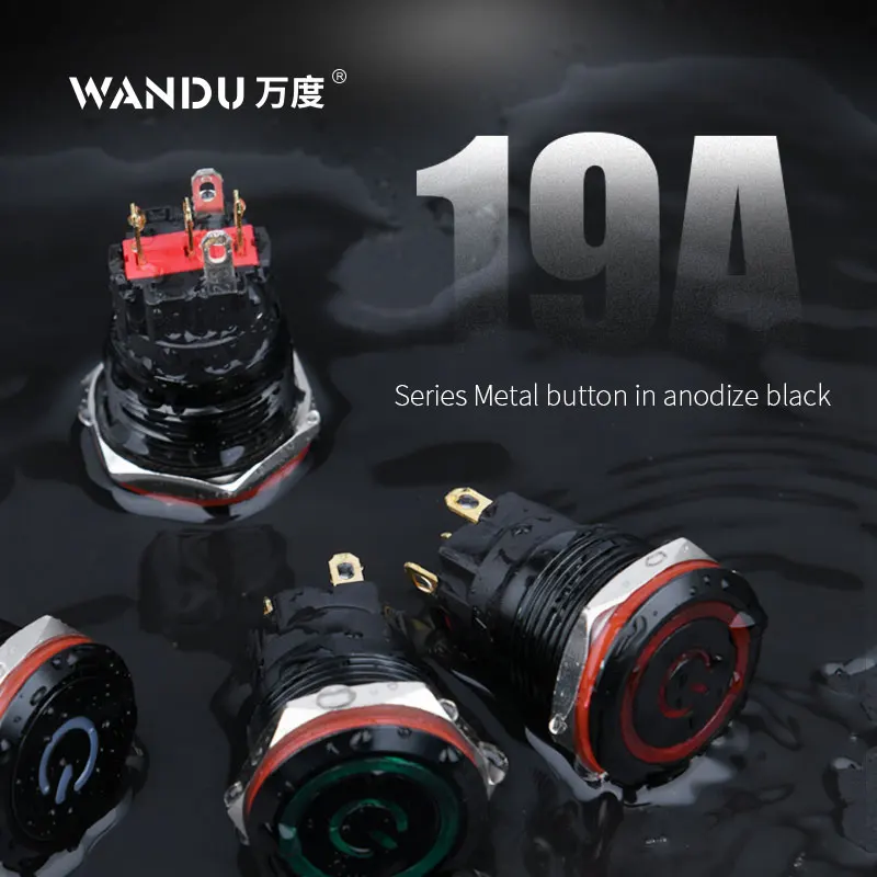 WD19mm кольцевой светильник водонепроницаемый IP67 черный корпус металлический