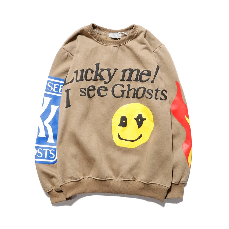 

Kanye West New Graffiti Letter Print Sweatshirt For Men And Women Harajuku Polar Fleece Hoodie Hip-Hop Stranger Thing Pullover