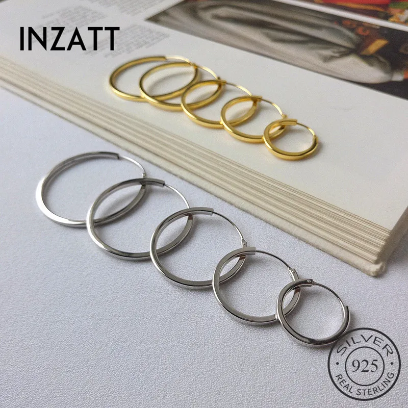 Минималистичные серьги кольца INZATT из настоящего серебра 925 пробы для женщин