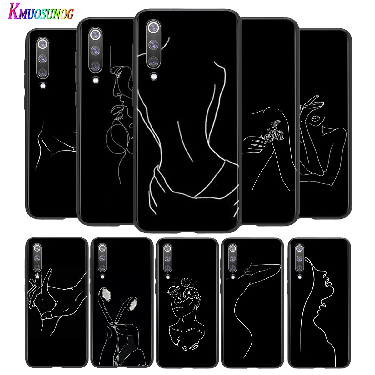 

Line Abstract Art For Xiaomi Mi 8 9 10 11 10i 11i 10 10Pro 11Pro CC9 A3 9T 10T Lite Pro Se Ultra 5G Black Silicone Phone Case