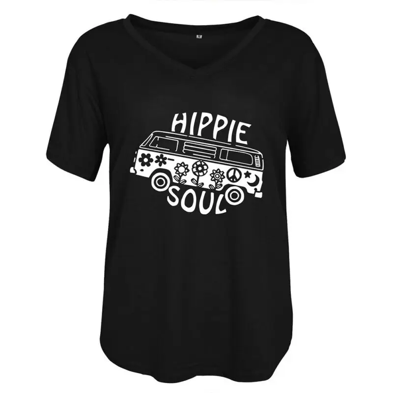 

Ladies Womens V-Neck Short Sleeves Print Loose Casual T-Shirt Summer Tops Tee UK