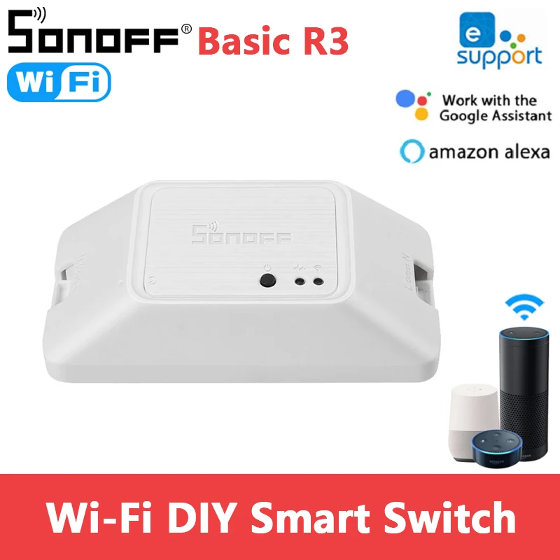 

SONOFF Basic R3 Smart Switch Wifi 10A 100-240V DIY Smart Home Smart Wireless Switch For eWelink APP Alexa Google Home New