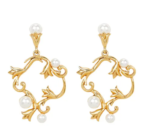 

Tulip Vine Shape Pearl Embellished with Crystals Stud Earrings