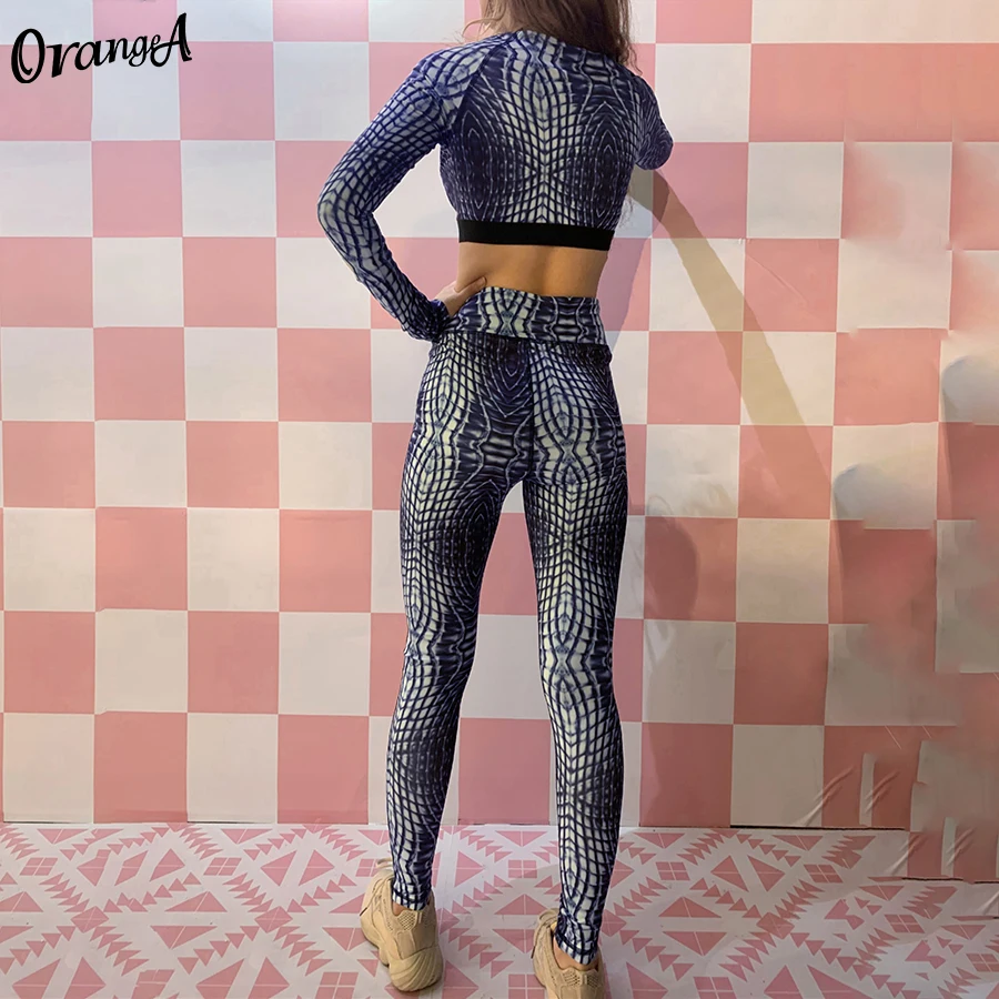 Женский спортивный костюм OrangeA из двух предметов короткий топ с длинным рукавом и