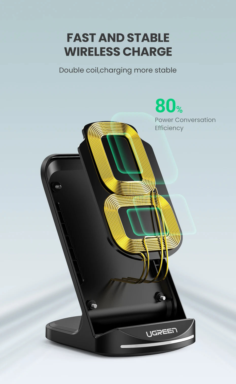 Ugreen Qi Беспроводное зарядное устройство подставка для iPhone 11 Pro X XS 8 XR samsung S9 S10 S8 S10E быстрая Беспроводная зарядная станция зарядное устройство для телефона