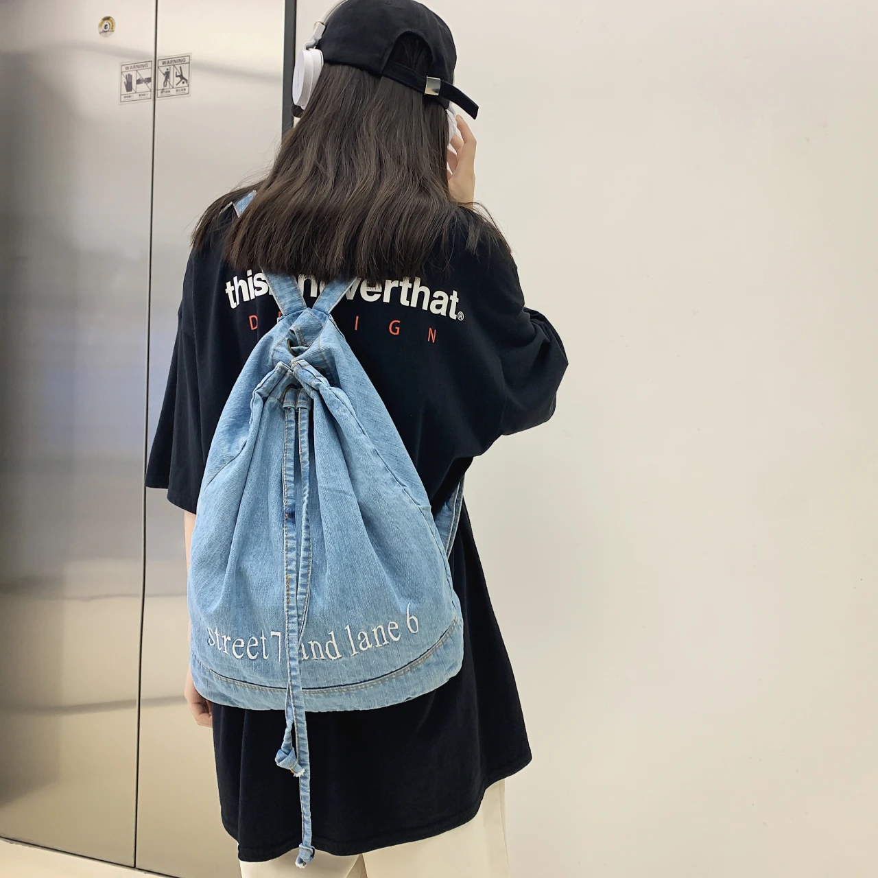 Fashion Girl College School Bag Casual New Simple Denim Backpack Vintage Book Packbags for Teenage Travel Jeans Rucksack Women