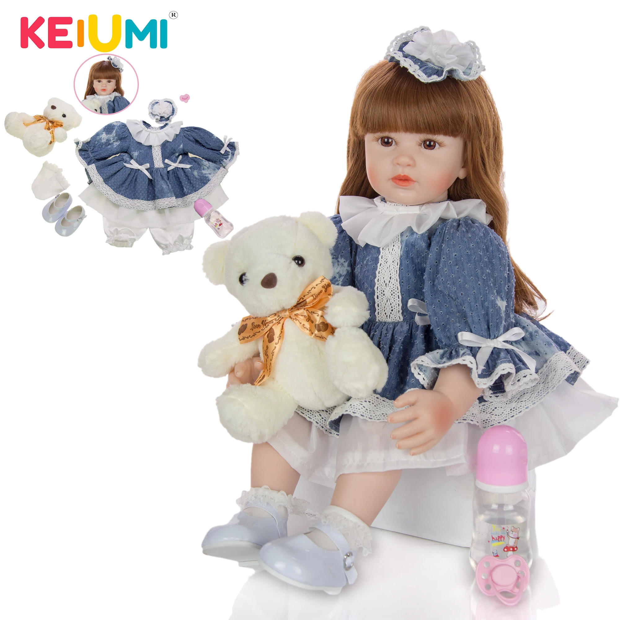 KEIUMI модные длинные волосы принцесса новорожденная кукла девочка 60 см