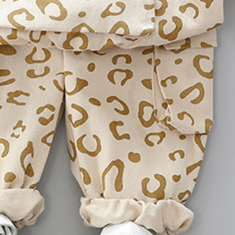 

Kids Leopard Clothing Set Girls Boys Long Sleeve Tops And Pants Spring Outfits 2Pcs Children Fashion Active Suits