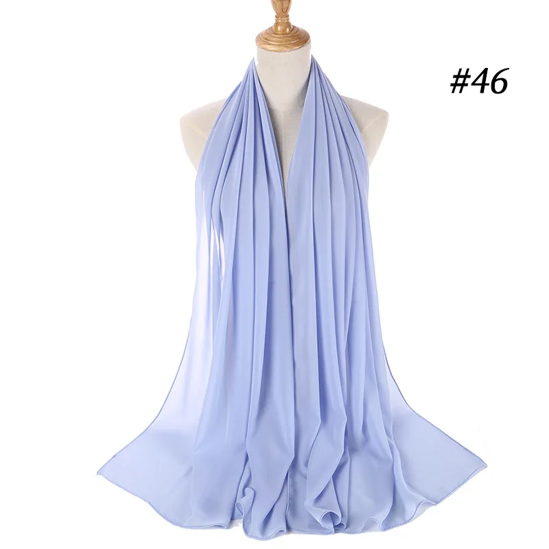 46 Популярный Малайзийский Стиль мусульманские хиджабы шарфы/шарф женский простой пузырь шифон шарф хиджаб обертывание сплошной шаль на голову подшарф - Цвет: 46