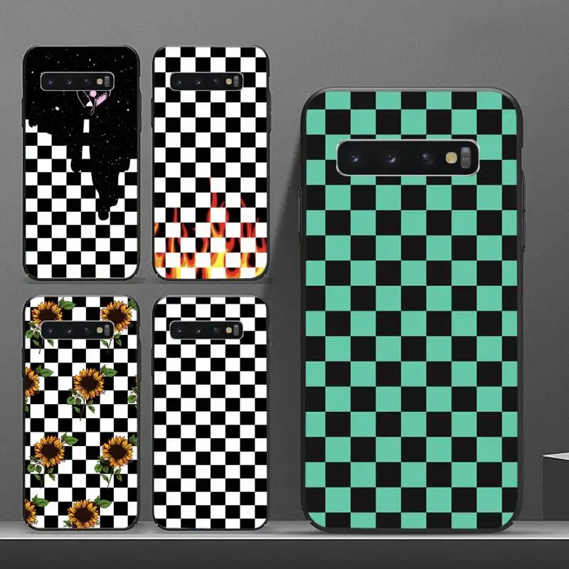 

Black and white checkerboard Phone Case For Samsung galaxy S 8 9 10 20 21 30 A 30 50 51 70 note 10 plus Ultra 5g