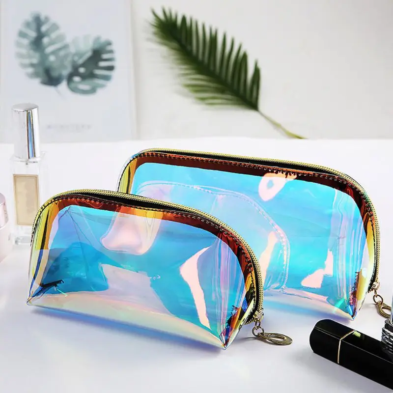 

Women Portable Travel Transparent Cosmetic Holographic Makeup Bag Toiletry Case Coin Purse Storage Pouch Organizer