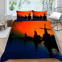romantic bedding set windmills in the sunset 3d print duvet cover set queen king double twin full single bed set landscape