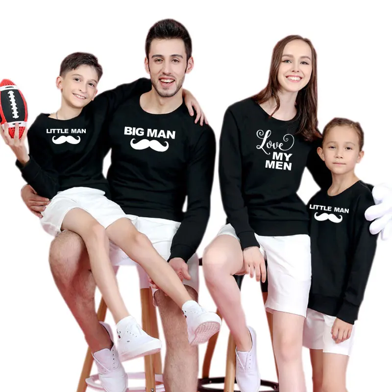Одинаковая семейная одежда с длинным рукавом для большого мужчины осенняя