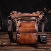 quality leather men design casual classic messenger sling bag fashion travel fanny waist belt pack leg drop bag 211 4