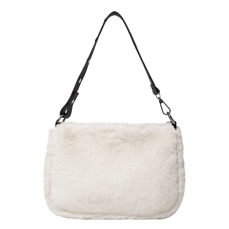 

Plush Crossbody Bags for Women 2021 New Women's Winter Trending Branded Shoulder Handbags and Purses Luxury Faux Fur Hand Bag