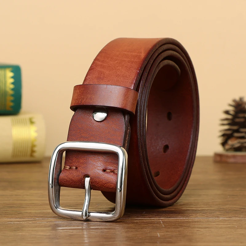 

Plyesxale Belt Men Genuine Leather Fashion Black Khaki Coffee Red Brown Cowskin Man Strap High Quality Alloy Pin Buckle G803