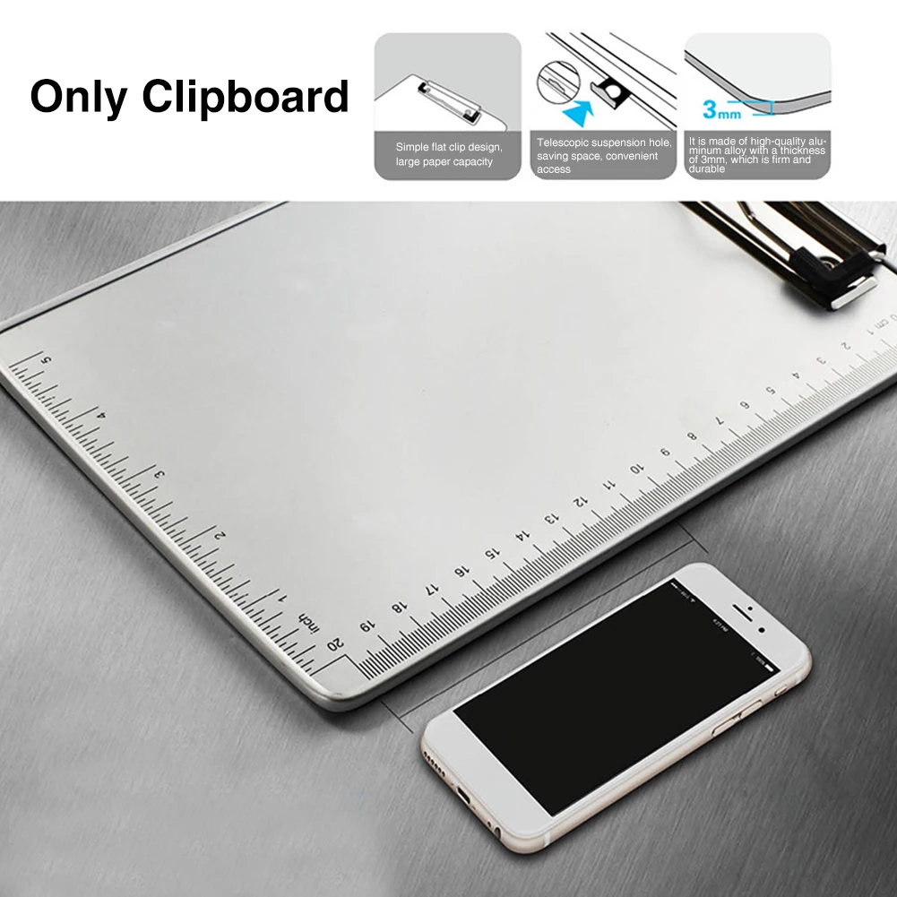 

A5 Writing Pad Storage Office Supplies Aluminum Alloy Home Holder Non Slip Accessories Clipboard Folder File Document Book