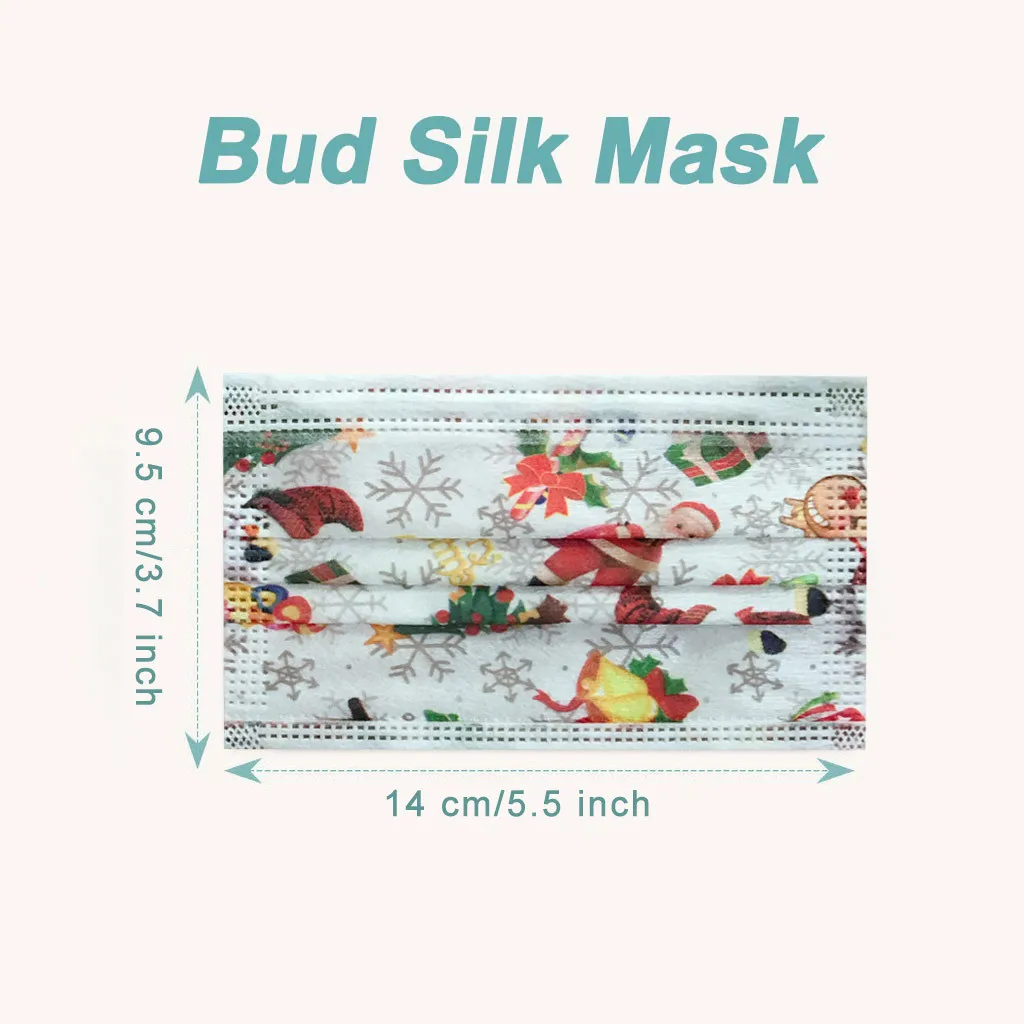 

50/100pc Christmas Disposable Face Masks Children's Printed Masks Hygiene Kids Halloween Cosplay Headband Masques