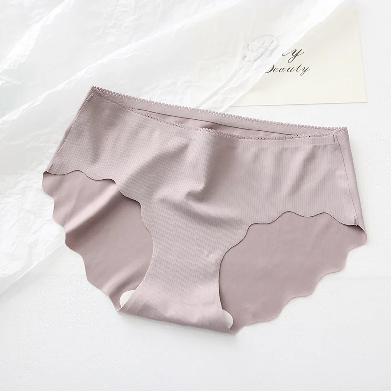 Simple ice silk traceless Panties women summer thin Seamless briefs sexy fashion mid-rise N551E | Женская одежда