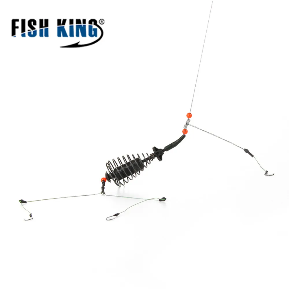 

FISH KING металлическая клетка для приманки 30-80 г, фидер для рыбной группы, свинцовые грузила, рыболовные снасти для ловли карпа с крючками для лески